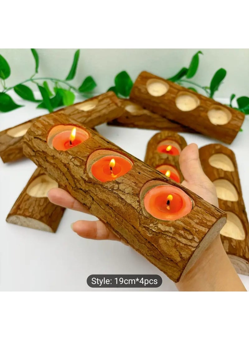 إل ديس طقم من 4 حوامل شموع خشبية – طول كل واحد 18.8–19.81 سم – لتزيين أعياد الميلاد، عيد الميلاد، الهالوين، عيد الحب، حفلات الزفاف والمناسبات - Image 3